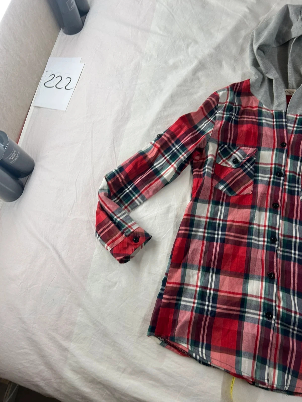 Rode grijze geruite hoodie dingxin vintage – photo 3